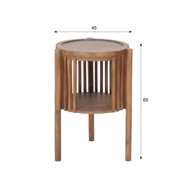 Table d'appoint ronde en bois massif naturel - Kumo