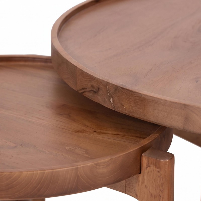 Ensemble de 2 tables basses gigognes rondes en bois massif - Alto