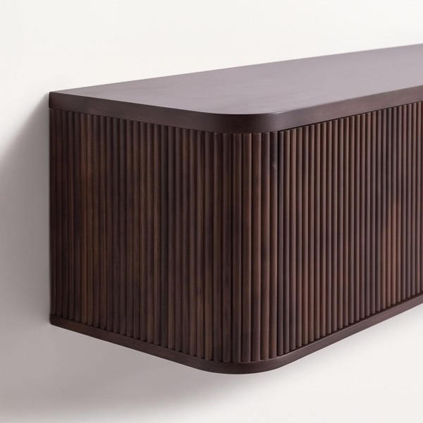 Meuble TV moderne en bois massif 200 cm (suspendu ou à poser) - Sohana