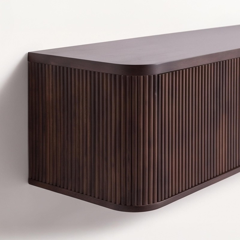 Meuble TV moderne en bois massif 200 cm (suspendu ou à poser) - Sohana