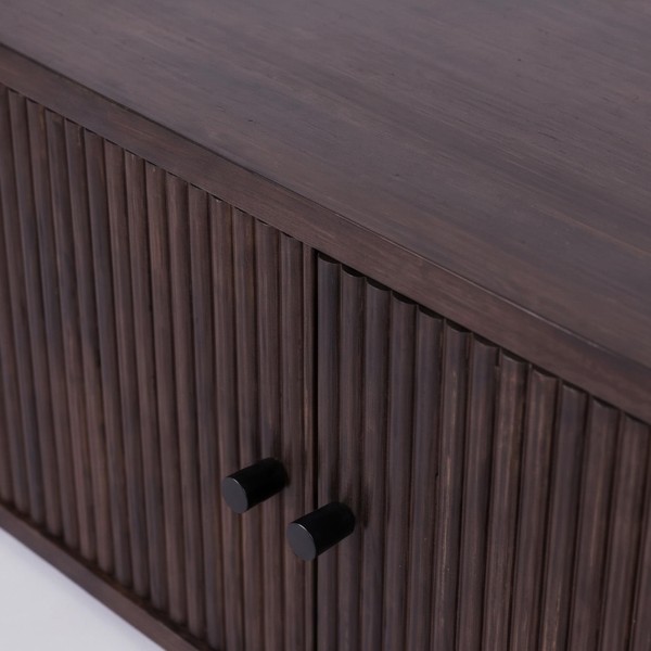 Meuble TV moderne en bois massif 200 cm (suspendu ou à poser) - Sohana