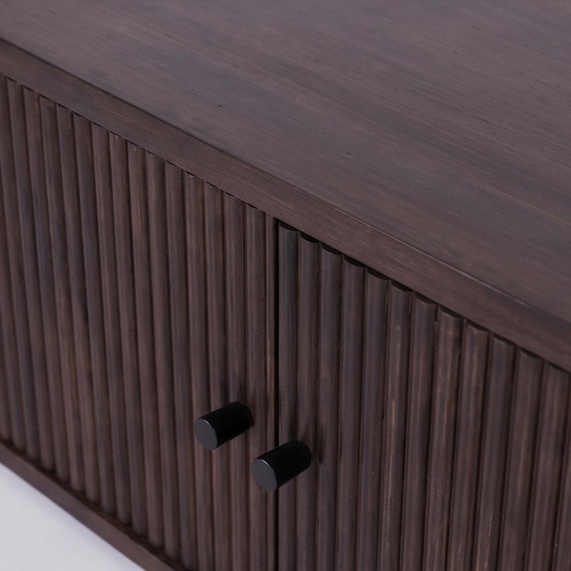 Meuble TV moderne en bois massif 200 cm (suspendu ou à poser) - Sohana