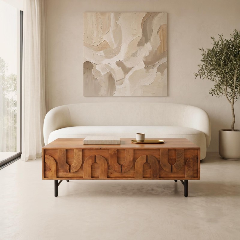 Table basse en bois de manguier massif - Flow