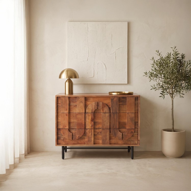 Buffet 3 tiroirs en manguier massif 85 cm - Flow