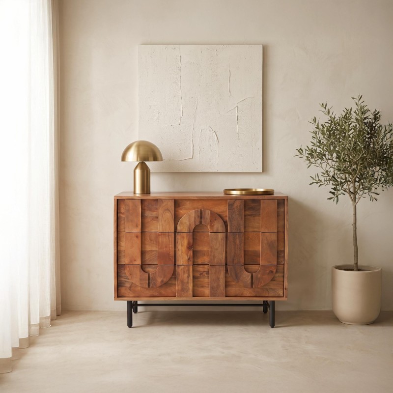 Buffet 3 tiroirs en manguier massif 85 cm - Flow