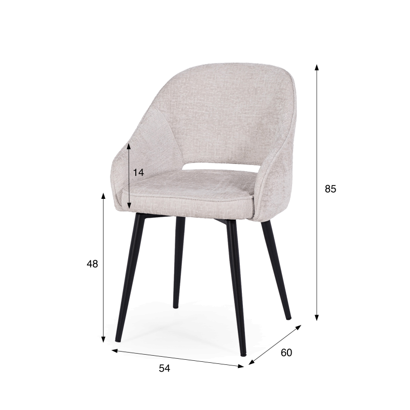 Chaise de salle à manger en velours gris clair et pieds en métal noir - Oslo Velvet