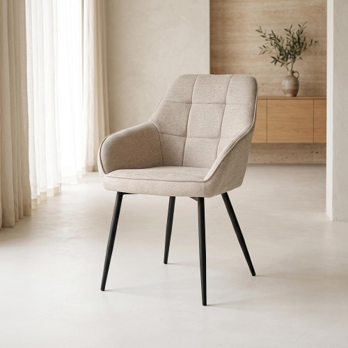 Chaise de salle à manger en tissu couleur sable - Nolan Square