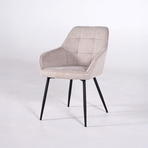 Chaise de salle à manger en tissu couleur sable - Nolan Square