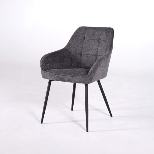 Chaise de salle à manger en tissu gris foncé - Nolan Square