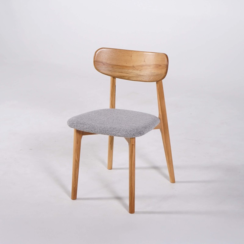 Chaise de salle à manger en chêne naturel gris clair bouclé - Elim