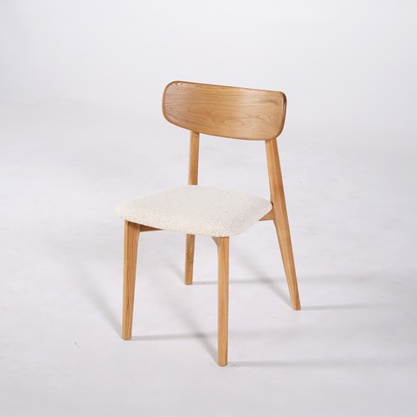 Chaise de salle à manger en chêne naturel blanc bouclé - Elim