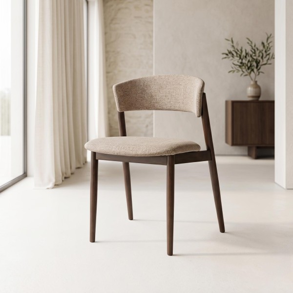 Chaise de salle à manger en tissu couleur espresso - Revere
