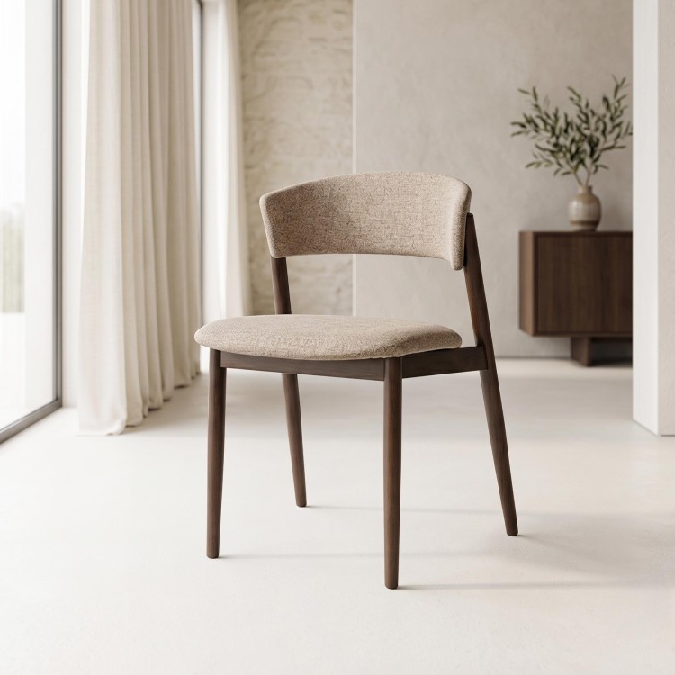Chaise de salle à manger en tissu couleur espresso - Revere