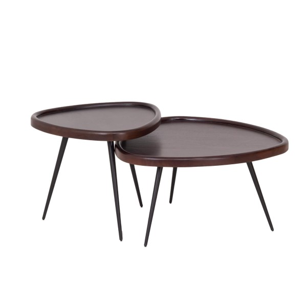 Ensemble de 2 tables basses gigognes vintage en bois massif - Holmen