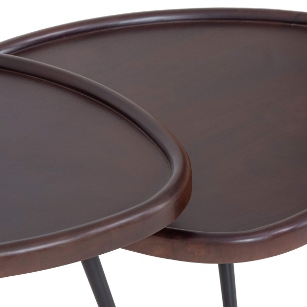 Ensemble de 2 tables basses gigognes vintage en bois massif - Holmen