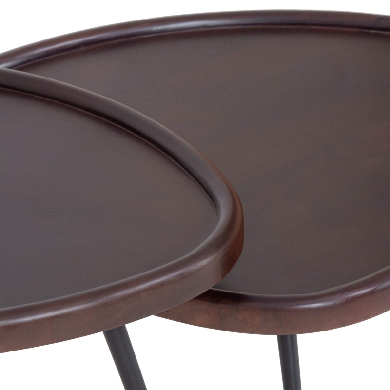 Ensemble de 2 tables basses gigognes vintage en bois massif - Holmen