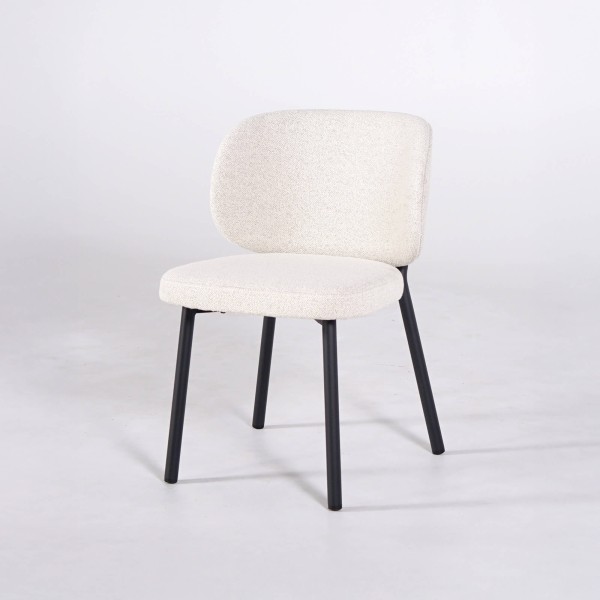 Chaise de salle à manger en tissu bouclé blanc - Swan