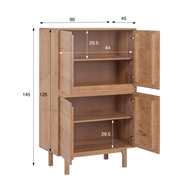 Armoire de rangement en bois massif naturel 90 cm - Ivar