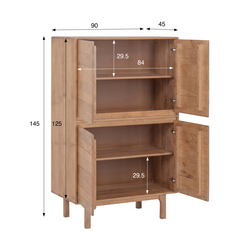 Armoire de rangement en bois massif naturel 90 cm - Ivar