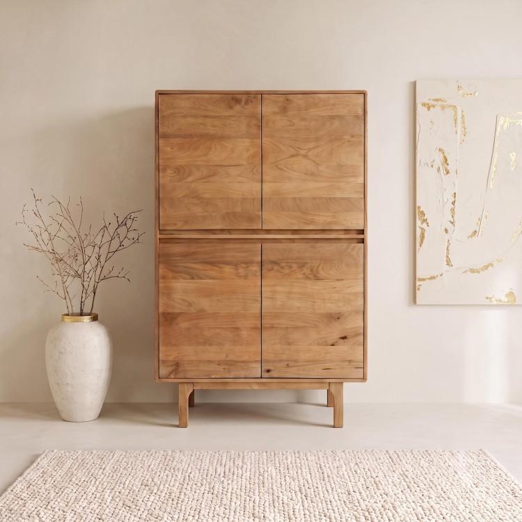 Armoire de rangement en bois massif naturel 90 cm - Ivar