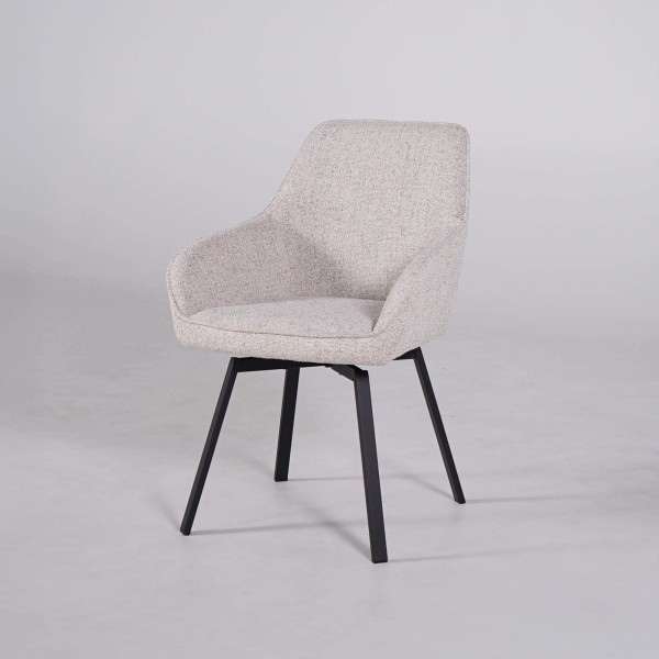 Chaise de salle à manger pivotante en tissu blanc - Alma