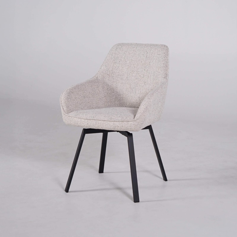 Chaise de salle à manger pivotante en tissu blanc - Alma