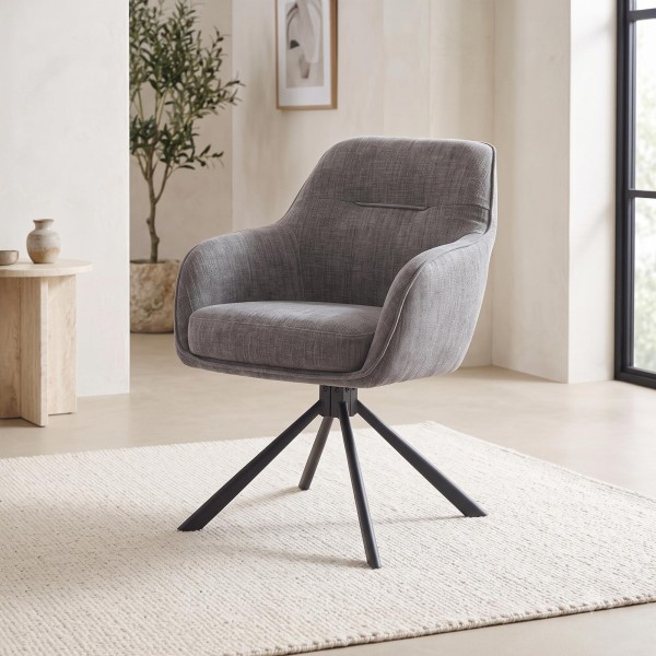 Chaise de salle à manger pivotante en tissu anthracite - Avola