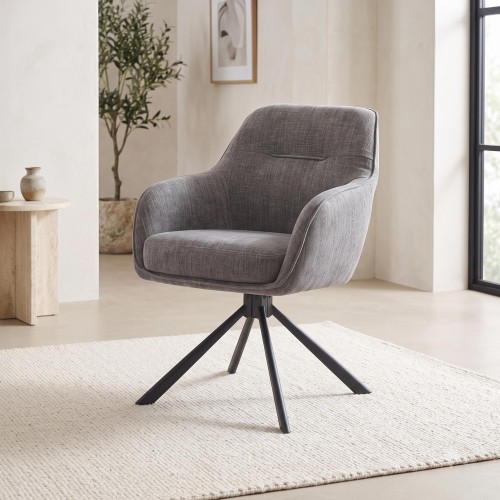 Chaise de salle à manger pivotante en tissu anthracite - Avola