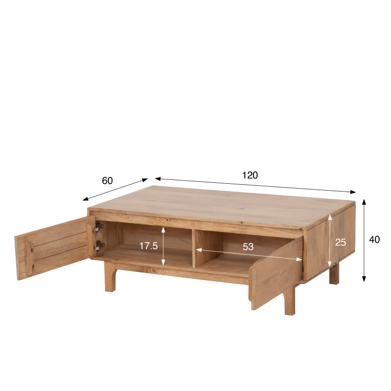 Table basse de salon en bois massif naturel - Ivar