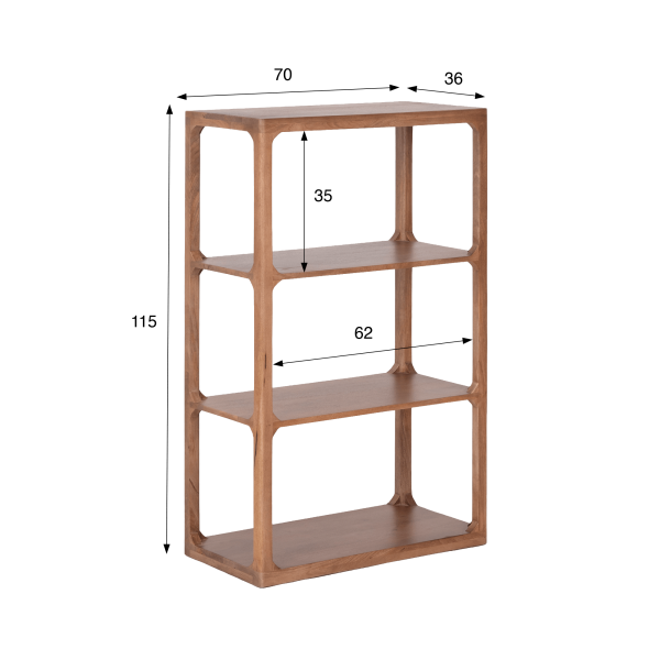 Etagère bibliothèque en bois massif naturel 70 cm - Elven