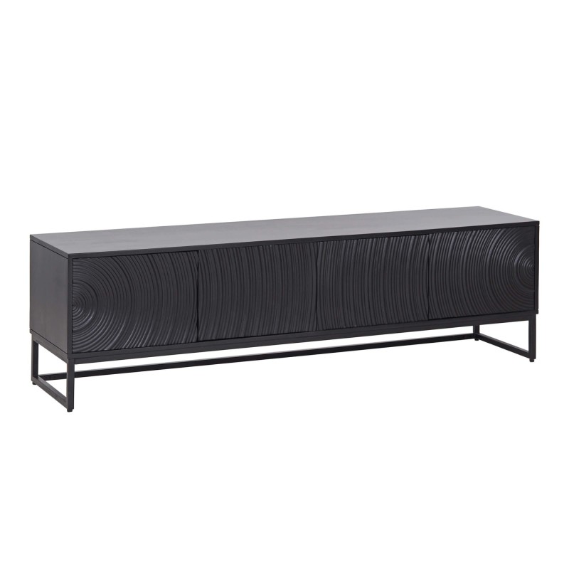 Meuble TV moderne et design en bois massif noir 170 cm - Radian
