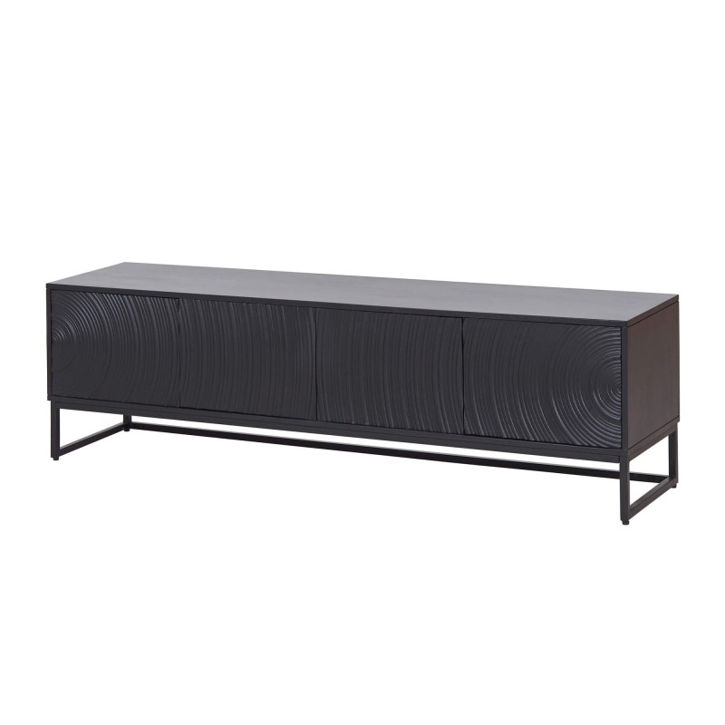 Meuble TV moderne et design en bois massif noir 170 cm - Radian