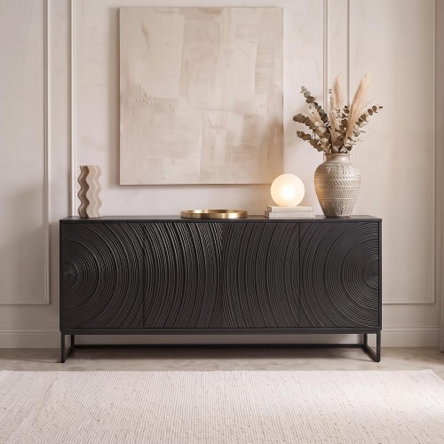 Buffet moderne et design en bois massif noir 170 cm - Radian