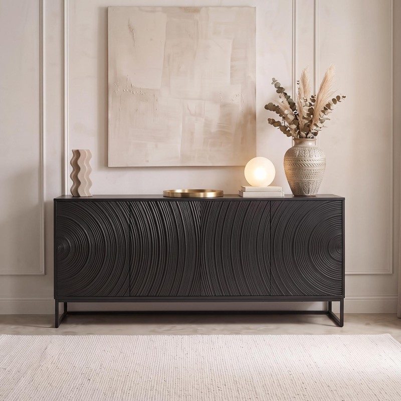 Buffet moderne et design en bois massif noir 170 cm - Radian