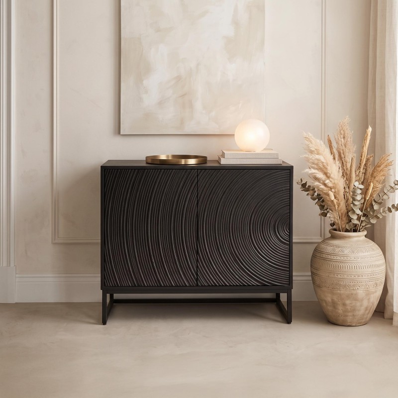 Buffet moderne et design en bois massif noir 85 cm - Radian