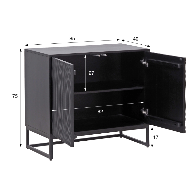 Buffet moderne et design en bois massif noir 85 cm - Radian