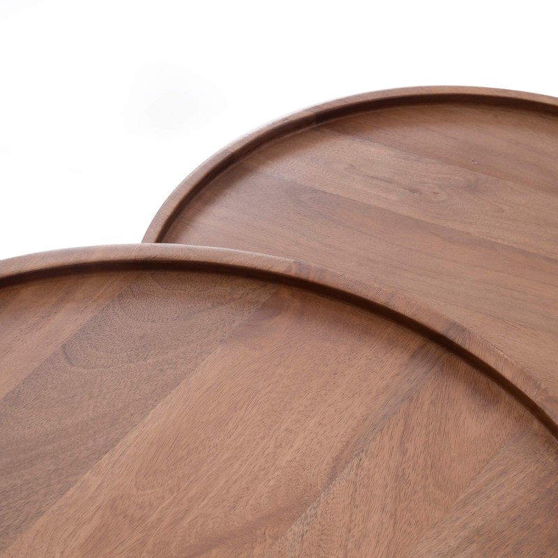 Ensemble de 2 tables basses gigognes rondes en bois massif - Plano