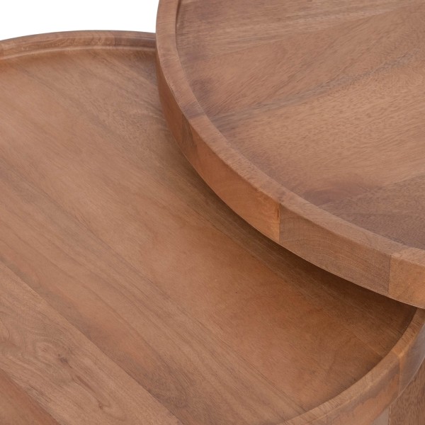 Ensemble de 2 tables basses gigognes rondes en bois massif - Plano