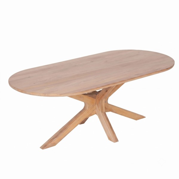 Table à manger ovale en bois massif avec pied mikado 220 cm - Ivar