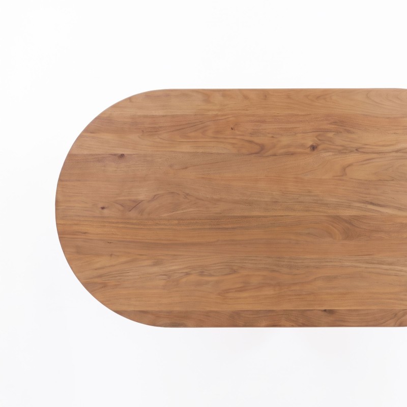 Table à manger ovale en bois massif avec pied mikado 220 cm - Ivar