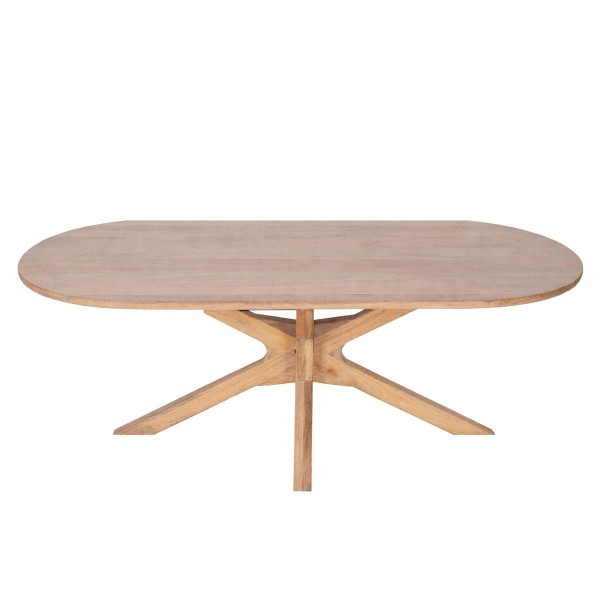 Table à manger ovale en bois massif avec pied mikado 220 cm - Ivar