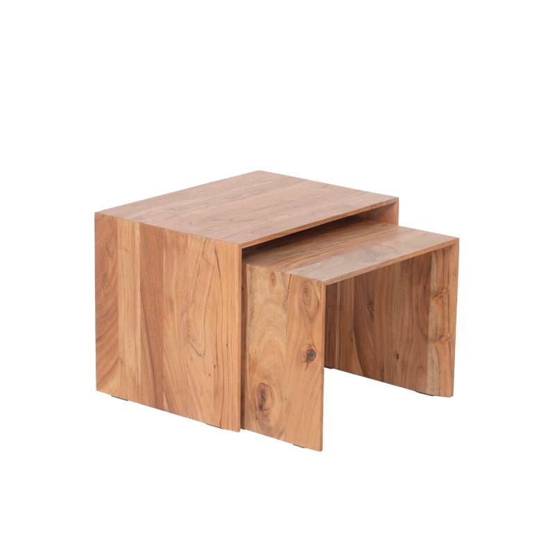 Ensemble de 3 tables basses gigognes en bois massif naturel - Mono