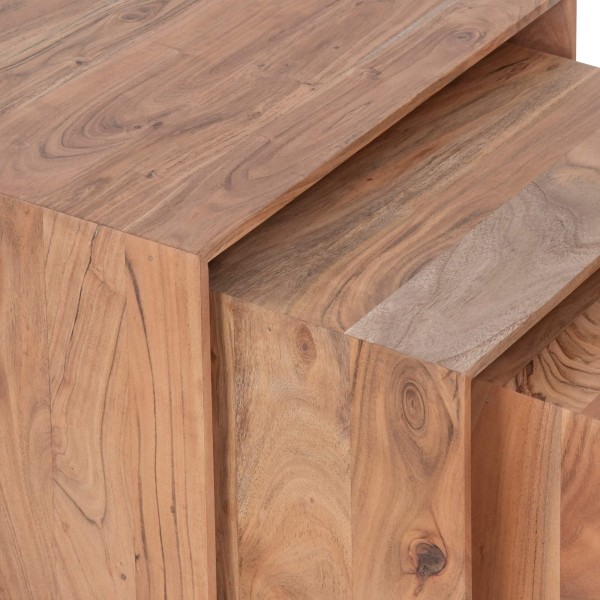 Ensemble de 3 tables basses gigognes en bois massif naturel - Mono