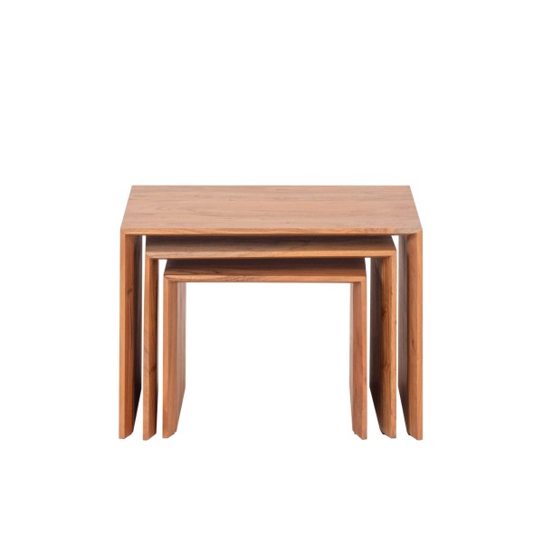 Ensemble de 3 tables basses gigognes en bois massif naturel - Mono