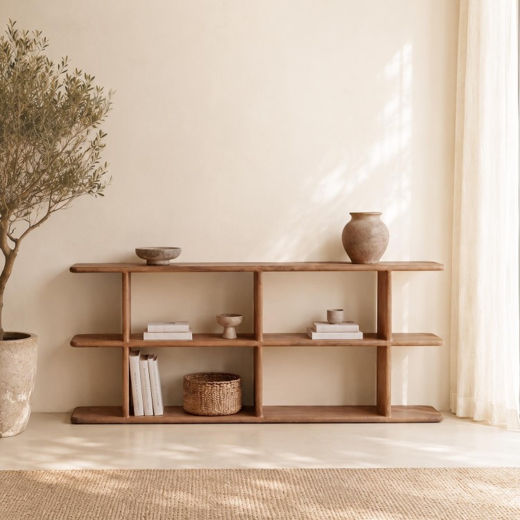 Etagère bibliothèque design en bois massif naturel 170 cm - Varda