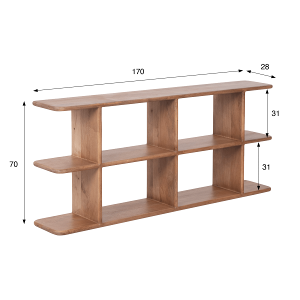 Etagère bibliothèque design en bois massif naturel 170 cm - Varda