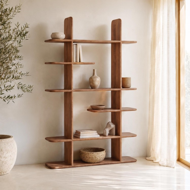 Etagère bibliothèque design en bois massif naturel 125 cm - Varda