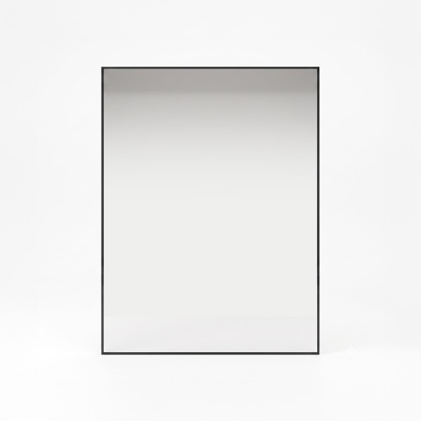 Miroir mural rectangulaire de salle de bain avec cadre en métal noir 70 x 90 cm
