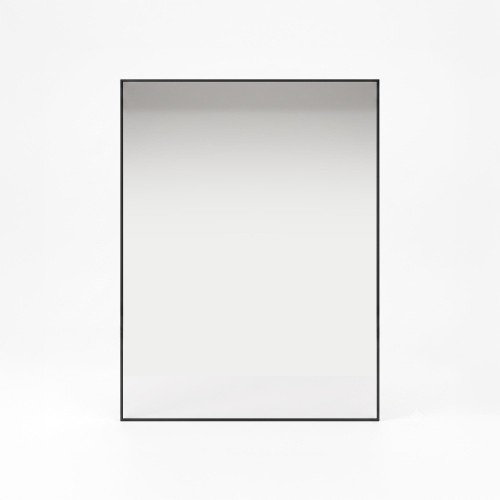 Miroir mural rectangulaire de salle de bain avec cadre en métal noir 70 x 90 cm