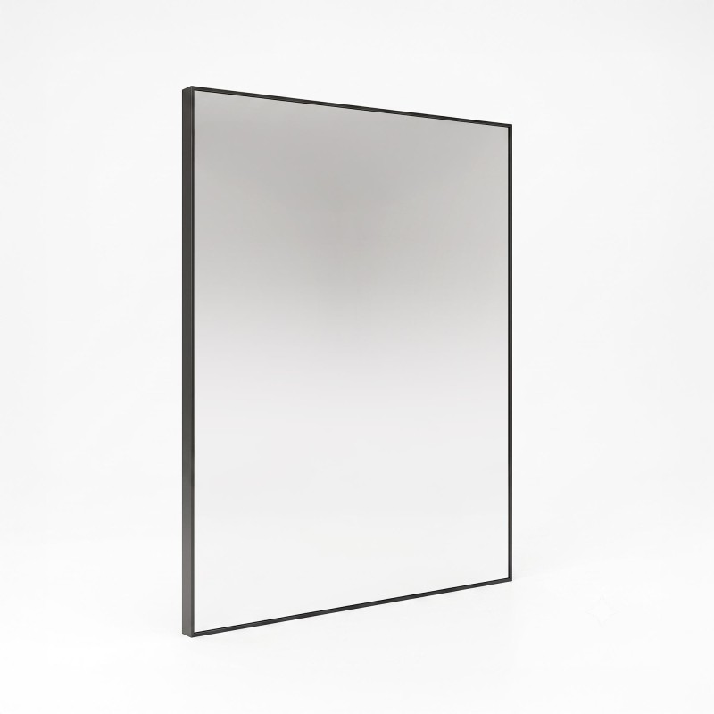 Miroir mural rectangulaire de salle de bain avec cadre en métal noir 70 x 90 cm